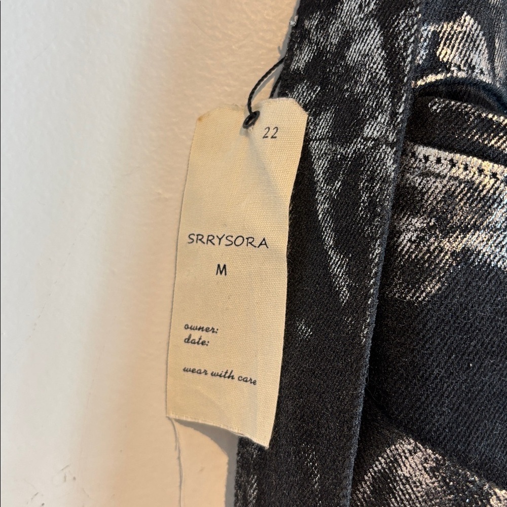 SRRY SORA Mainline Bondage Jeans  Black Silver Coated Denim Luxury Avant Gard 28 - Picture 11 of 14